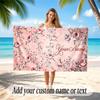 Floral Garden Theme Soft Beach Towel Personalized Custom Name Text Towel Portable for Beach Pool Travel