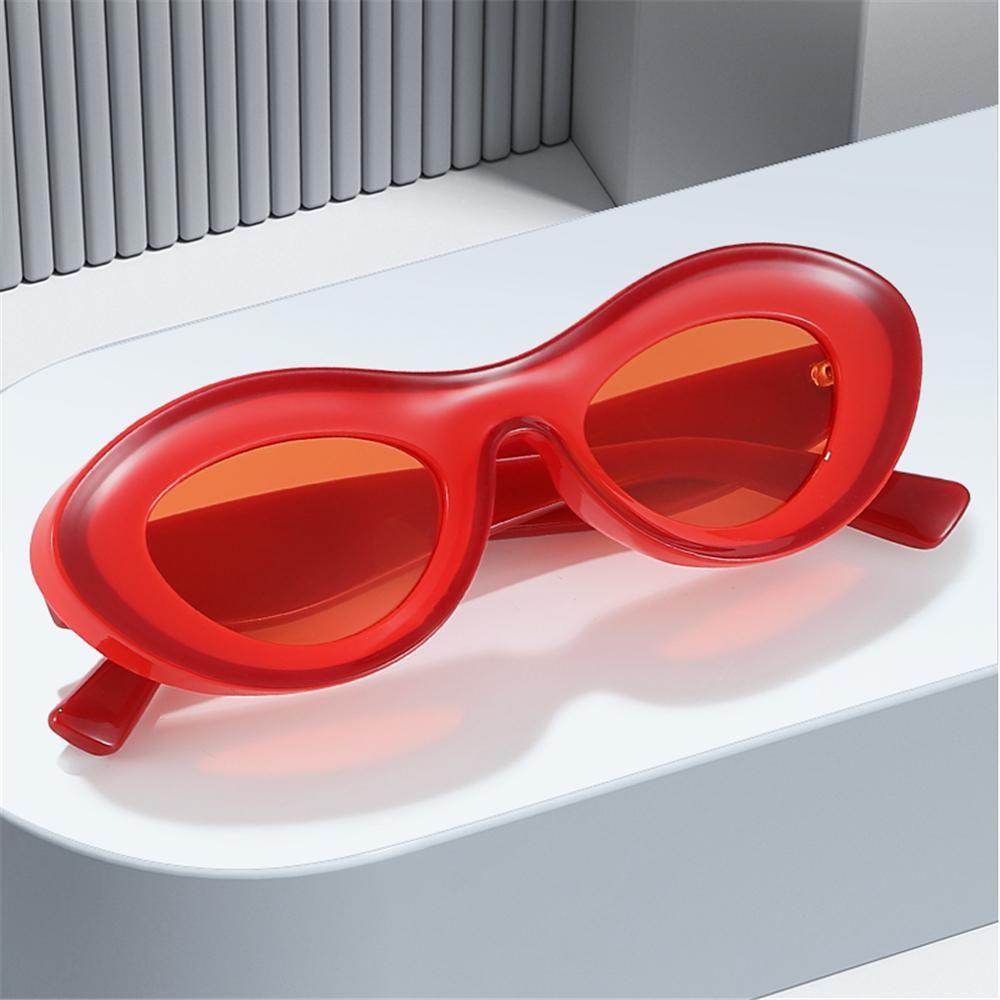 

Concave Cat Eye Sunglasses Women s Two Color Oval Sun Glasses Trendy Blue Green Shades Retro Hip Hop Eyewear UV400 Goggles