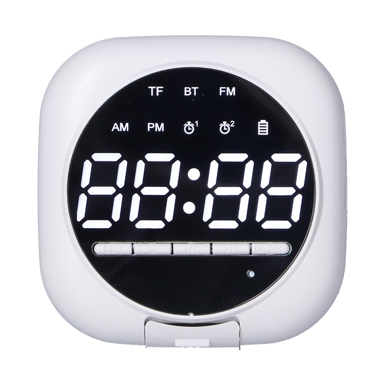 

P12 Bluetooth Часы Динамик Беспроводной Светодиодный Зеркало Портативный Двойной Будильник Бас Динамик Белый белый