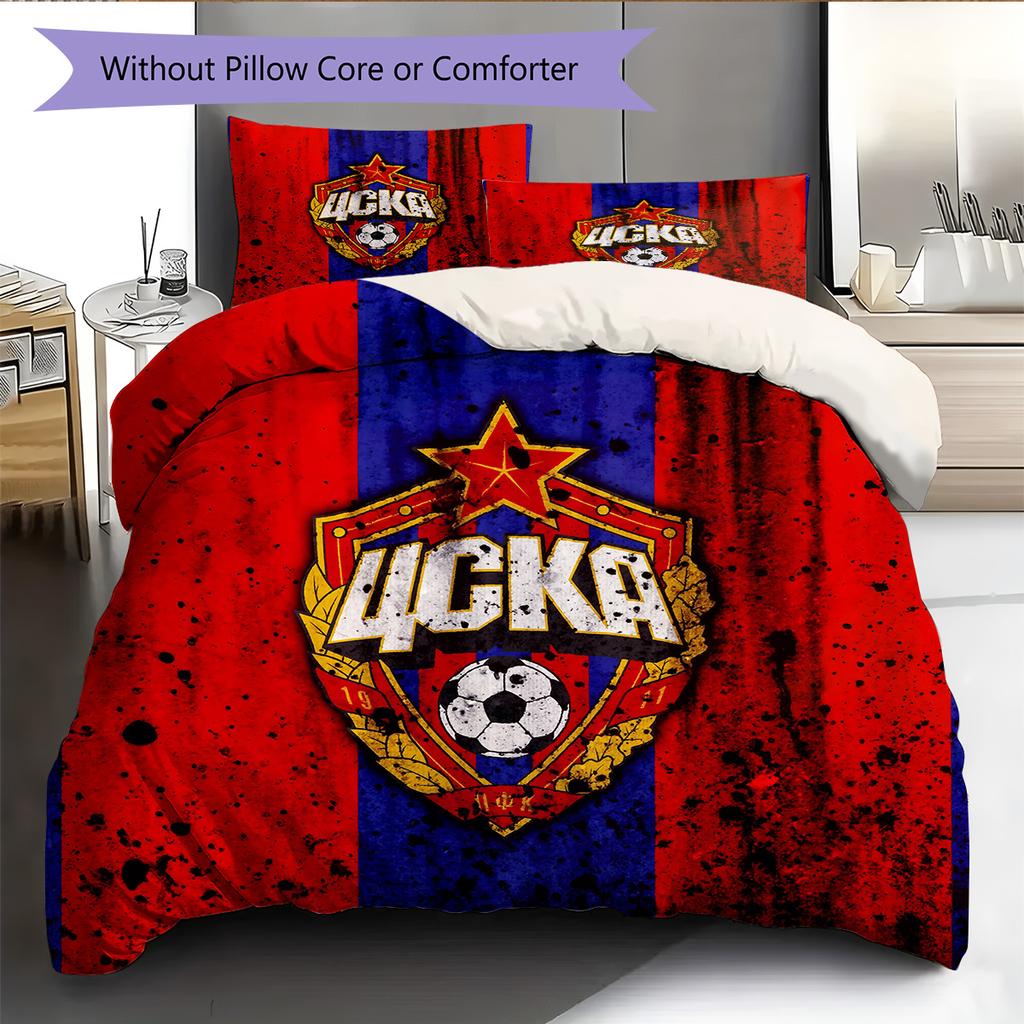 CSKA Moscow Football Club Pattern Bedding Quilt Set Home Decoration Gift (1 * duvet cover + 2 * pillowcase without core)