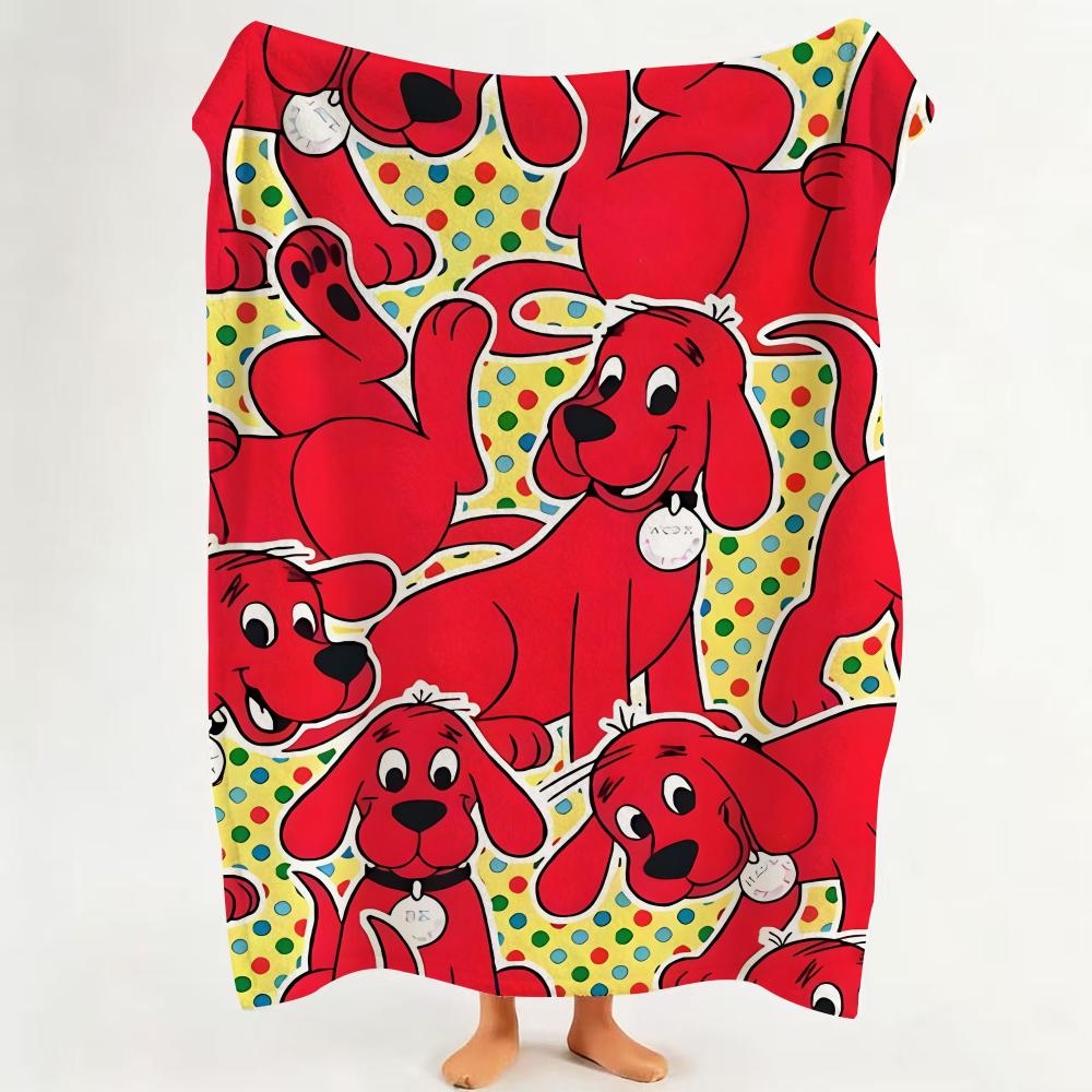 Cartoon Clifford The Big Red Dog Throw Flannel Throw Blanket Suitable for Sofa Living Room Bedroom 75cmx90cm