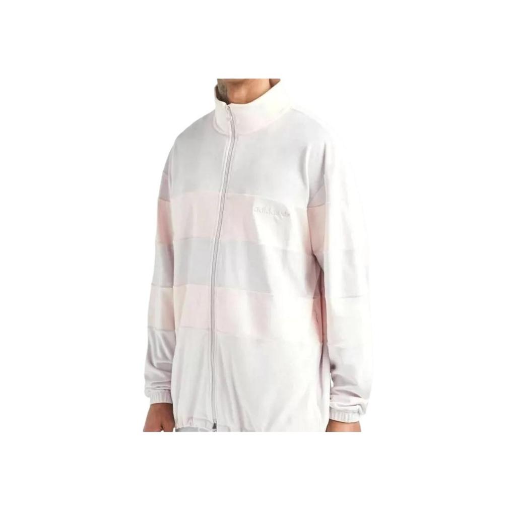 Adidas Originals Loose Fit Stand Collar Zipper Letter Print Long Sleeve Jacket Men Jacket White GL6159