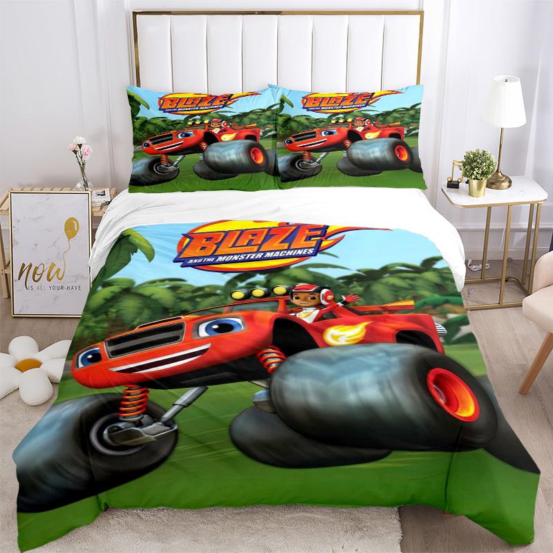Monster Machines Bedding 3 Piece Set HD Print Duvet Cover Pillowcases for Teens Adult Bedroom Decoration Christmas Gift