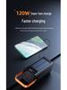 Large-Capacity 120W Solar Power Bank with 100,000mAh and Built-in Fast Charging Cable for Outdoor Use