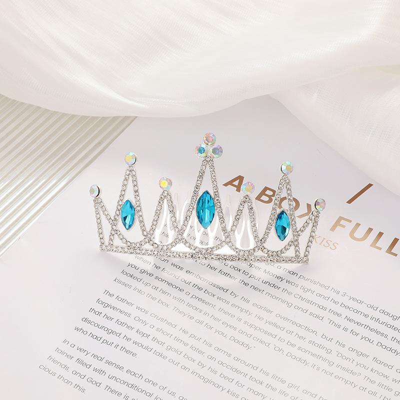 Children's Birthday Crown Hair Comb Princess Fashion Rhinestone Hair Plug Holiday Show Sweet Hairpin Accessories