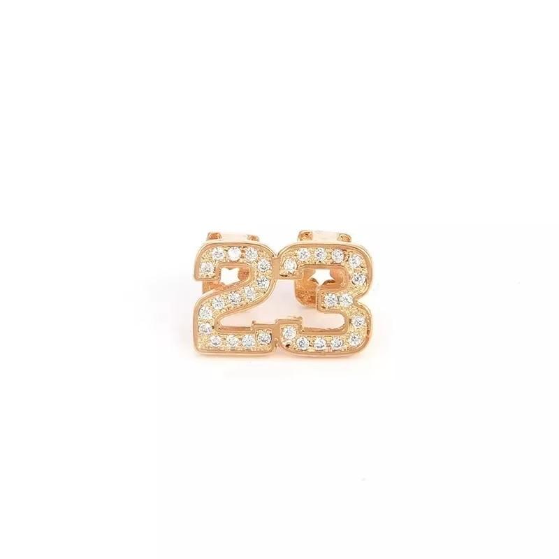 Unique Number 23 Shape Brass Two Tooth Grills Iced Zircon Gold Plated Body Jewelry for Engagement or Anniversary