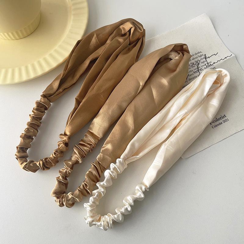Satin Silk Solid Cross Top Knot Headband Elastic Hair Band Women Girls Scrunchies Hairband Turban Bandanas Hair Accessories