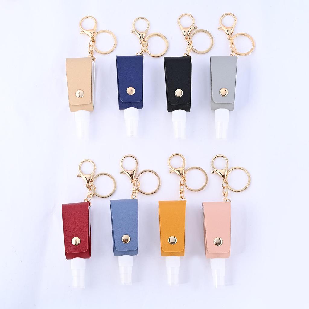 T-Shaped Leather Hand Sanitizer & Perfume Keychain Case with Spray Bottle