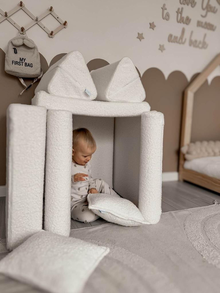 Montessori Komfort Bouclé Mini Spielsofa Weiß