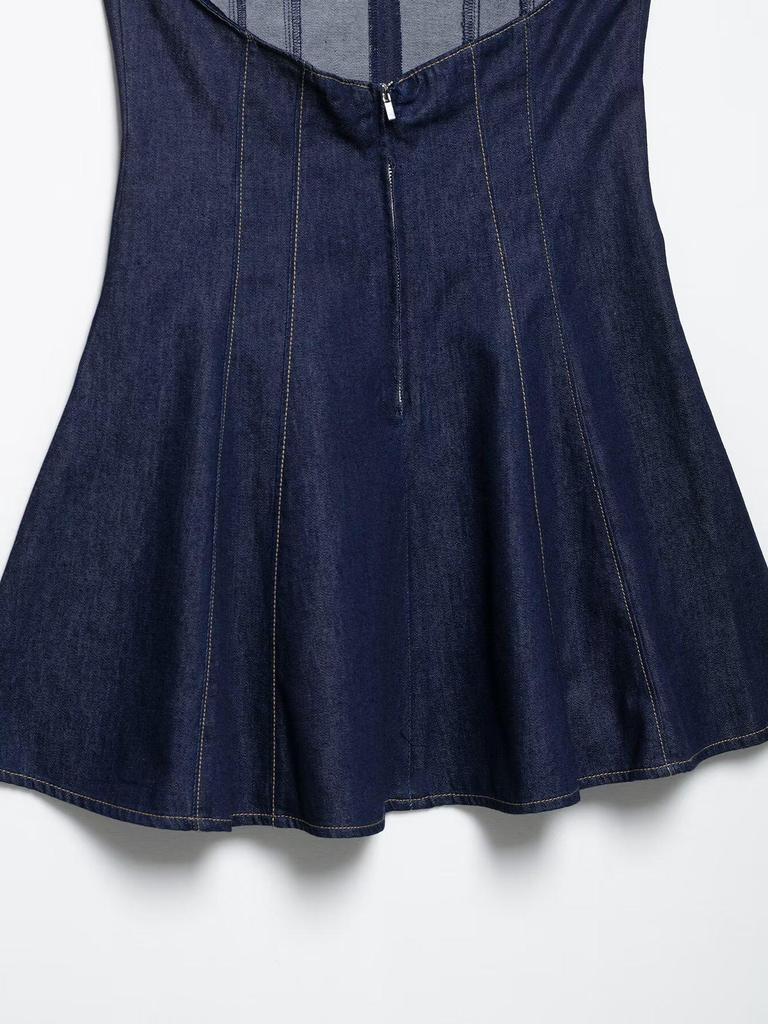 2025 Spring Women's European & American Style Denim Spaghetti Strap Short Dress