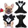 Christmas Dog Harness Vest with Bow Tie No Pull Leash Formal Puppy Harness for Wedding