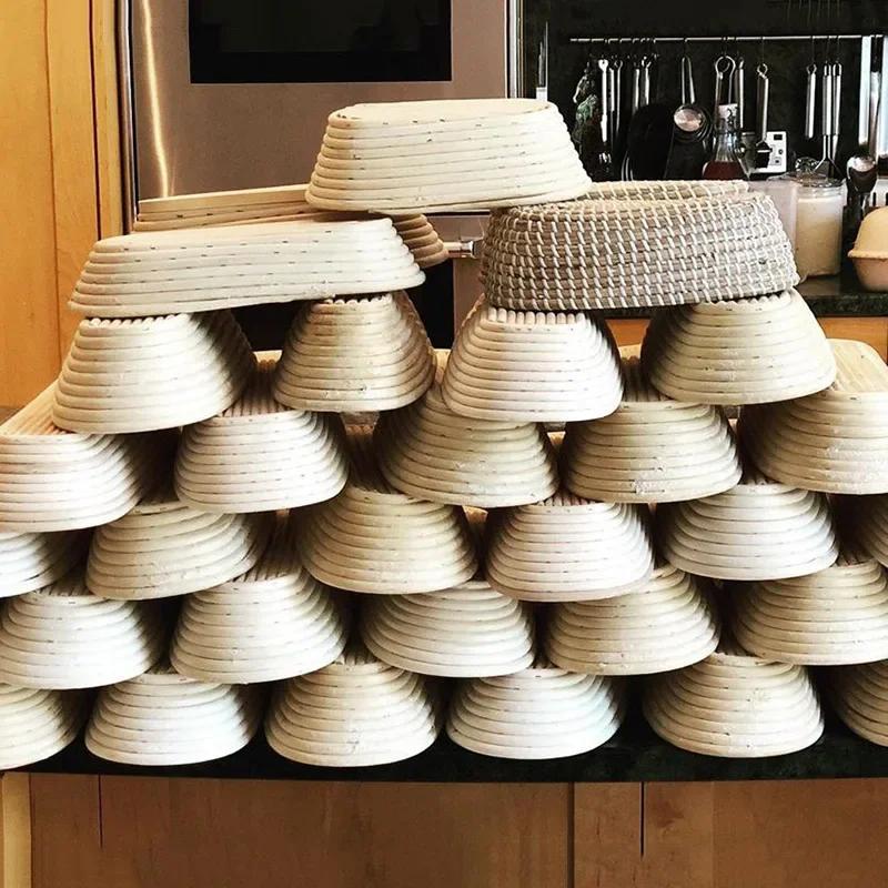 UPORS Rattan Bread Proofing Basket Natural Oval Rattan Wicker Dough Fermentation Sourdough Banneton Bread Basket