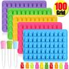 100/50x Gummy Bear Mold with Dropper Silicone Chocolate Mold Fondant Chocolate Candy Maker Moulds DIY Baking Decorating Tools