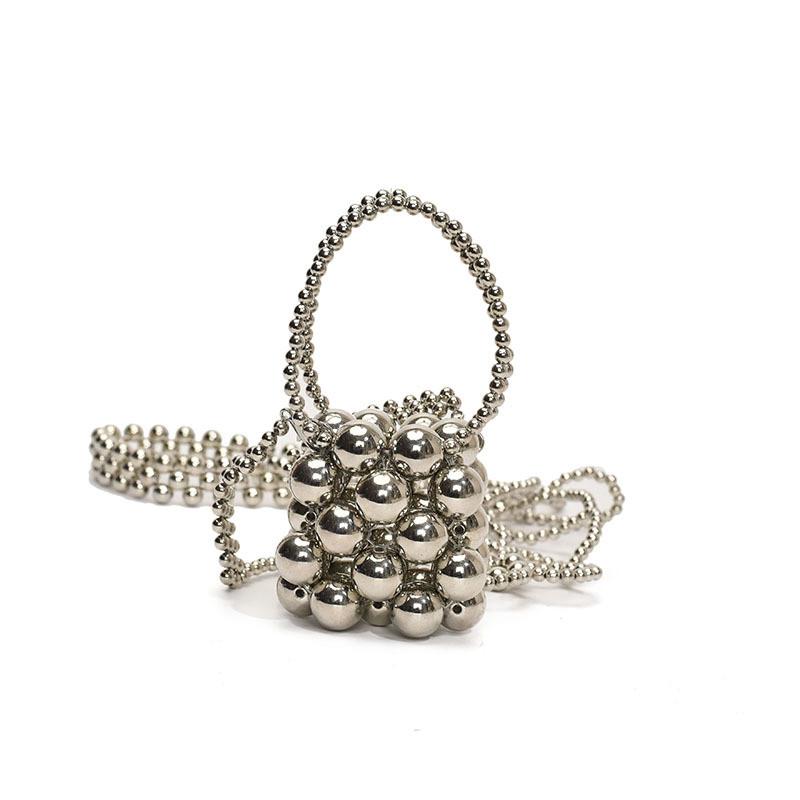 Chain Body Pearl Single Shoulder Bucket Bag With Light Load Feature Purse School