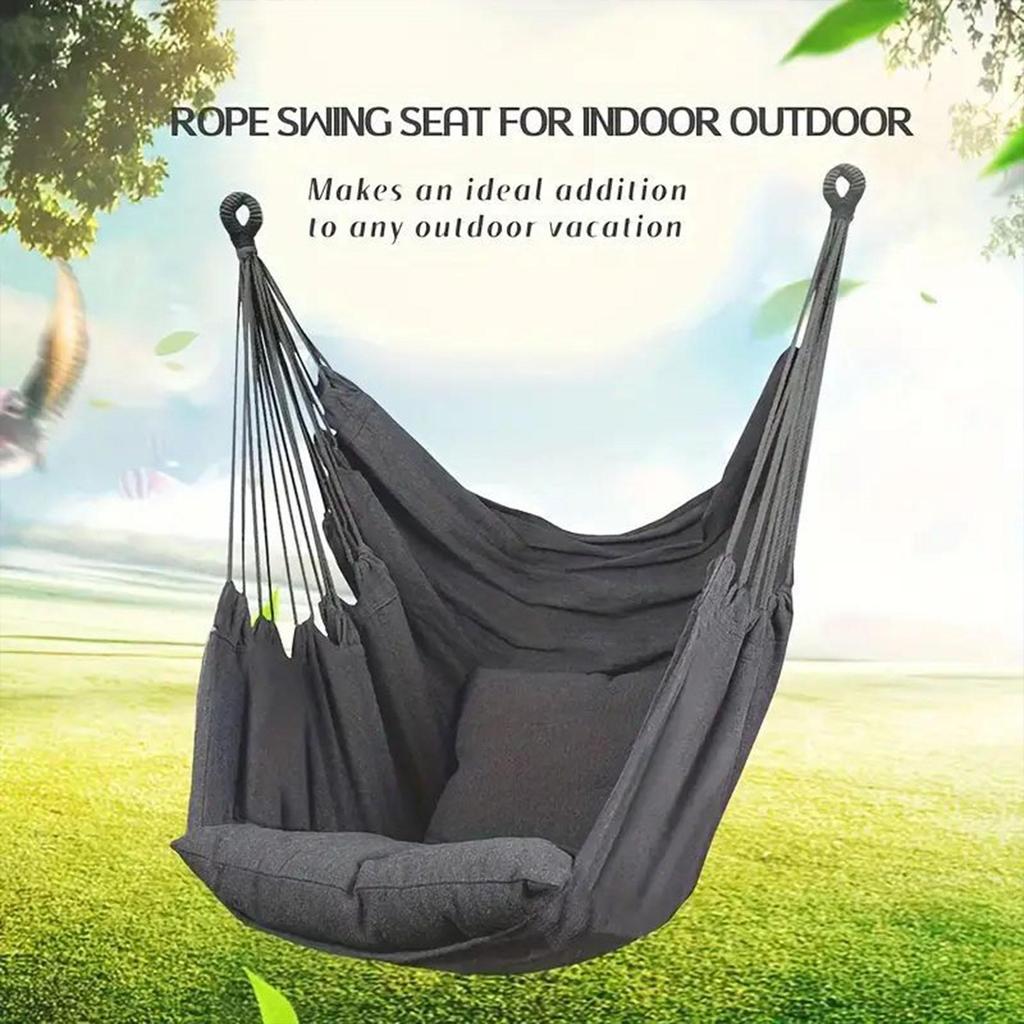 Upgrade Hammock Chair, Portable Heavy-Duty Canvas Swing Chair for Indoor/Outdoor, Dorm, Bedroom, Balcony, Patio, 330lbs Capacity, Hanging Swing Chair