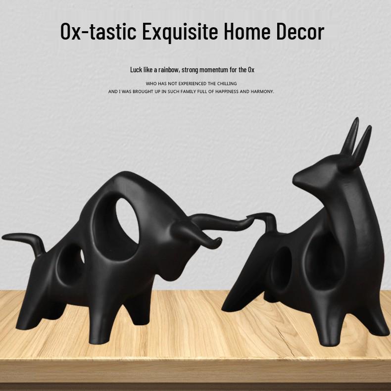 Light Luxury Abstract Cow Figurine: Wealth-Attracting Decor for Living Room, Wine Cabinet, or Office – Elegant Opening Gift