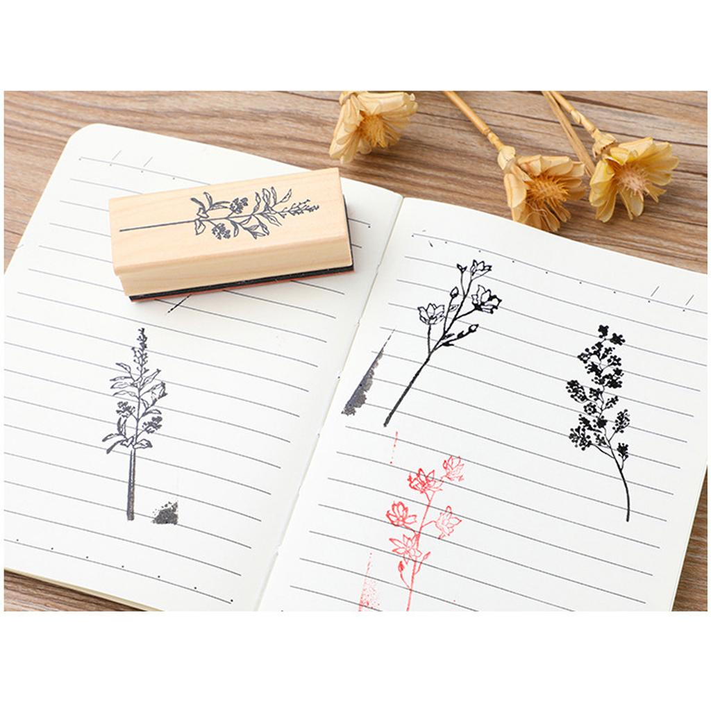 8 Pezzi Timbri Floreali Piante Vintage Timbri in Legno per Scrapbooking per Hobbisti Fai da Te Album di Scrapbooking Artigianato Artistico Creazione di Biglietti
