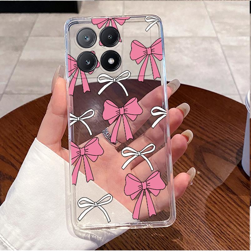 Case Poco X6 Pro 5G/Poco X6 5G Clear Luxury Cute Love Rabbit Funny Soft Silicone Phone Case PocoX6 X6Pro Transparent Back Cover