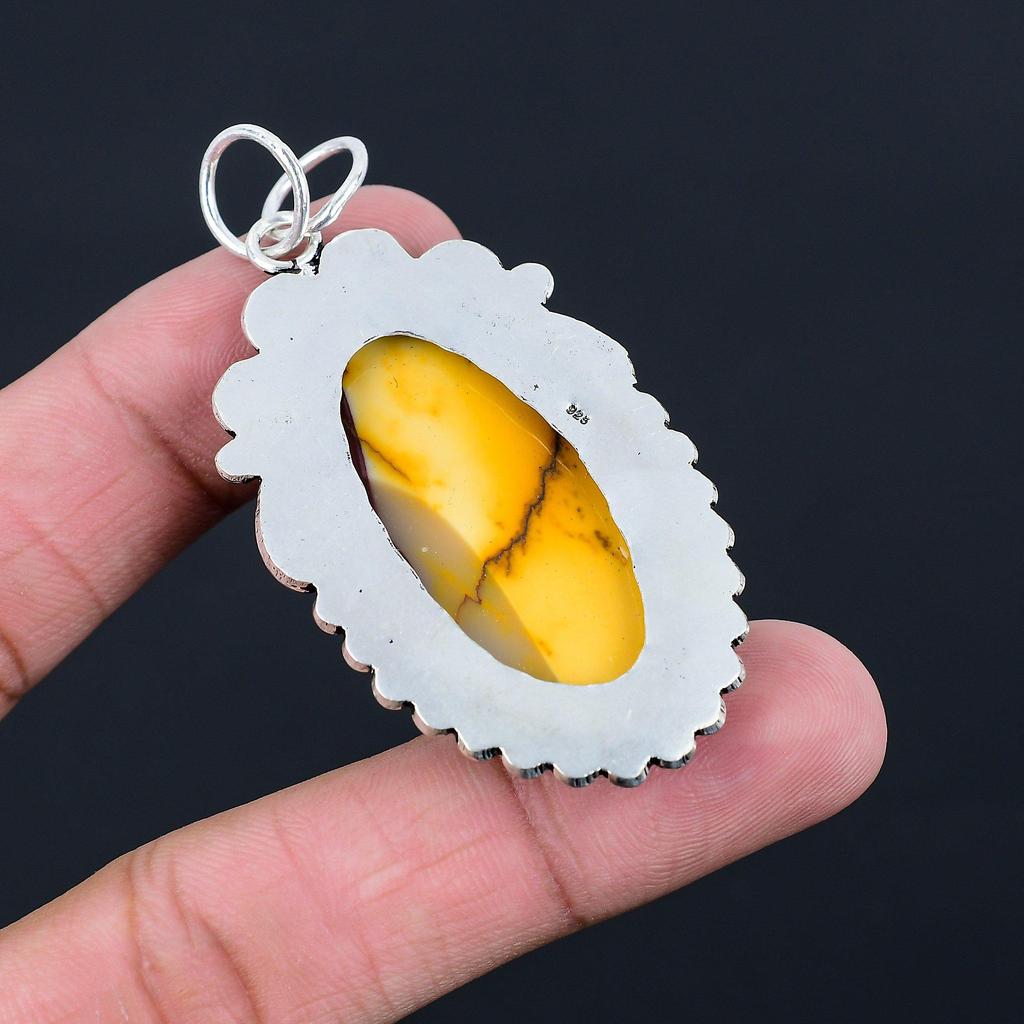 925 Silver Oval Mookaite Gemstone Bezel Anniversary Engagement Trendy Pendant
