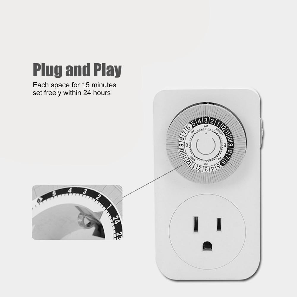 Portable Plastic Timer Socket Timing US 125V Timing Switch Intelligent Automatic Power Controller Daily Use