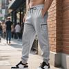 Men Cargo Jogger Sweatpants, Elastic Drawstring Waist Zippered Thigh Cargo Pocket Side Hand Pockets Ribbed Ankle Cuffs Soft Casual Athletic Trousers