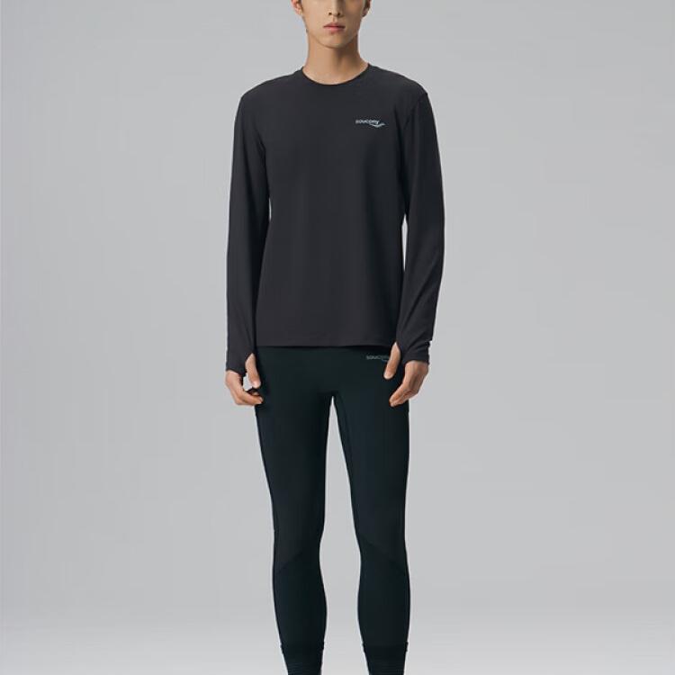 Saucony Running Training Series Casual Sports Solid Color Logo Comfortable Crew Neck Long Sleeve T-Shirt Men Tops Earth SA2259LT01T-CO021