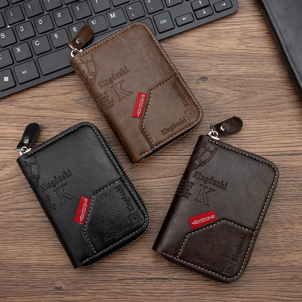 Vintage Organ Men Card Holder Wallet PU Leather Letter Card Bag Purse Multiple Card Slots Portable Credit  Stylish Retro Design