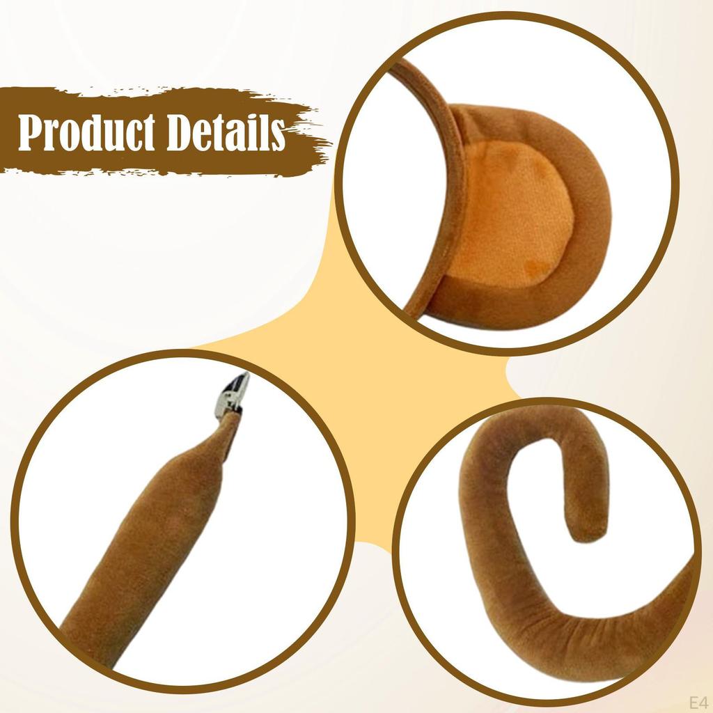 Zestaw Uszu i Ogonu Małpy Uroczy, Akcesoria Kostiumowe na Imprezy Tematyczne Zwierzęta