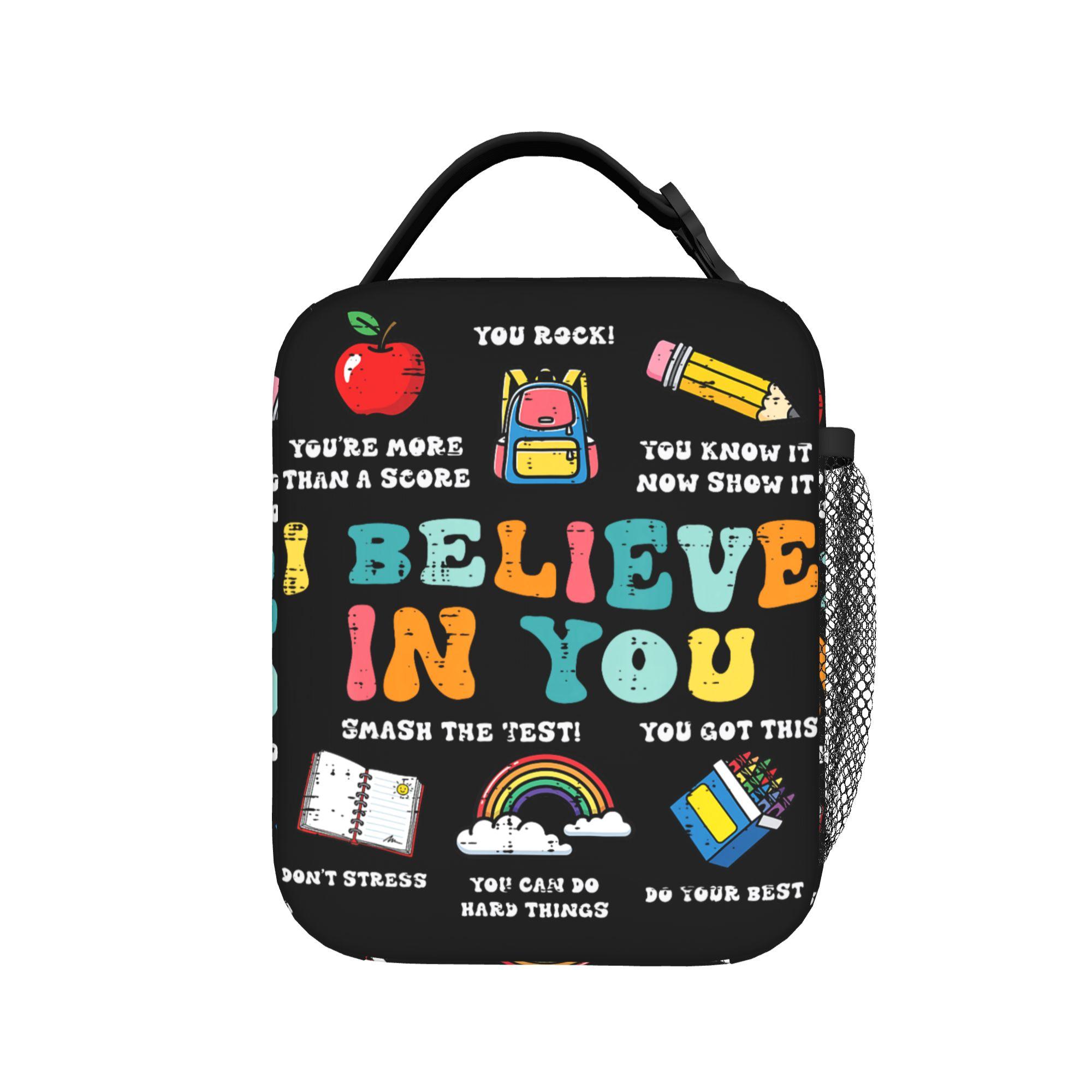 Testing Day I Believe in You State Test Teacher Lunch Bag School Lunch Box For Adult Thermal Lunch Bags Portable Cooler Bag One Size