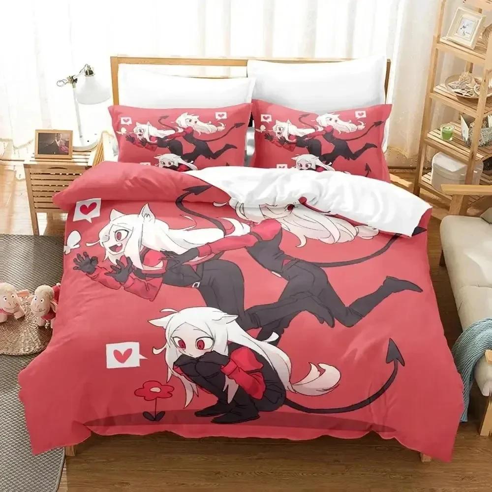 Luxury New 3D Print Anime Game Helltaker Bedding Set Duvet Cover Bed Set Quilt Cover Pillowcase Queen Boys Adult Bedding Set