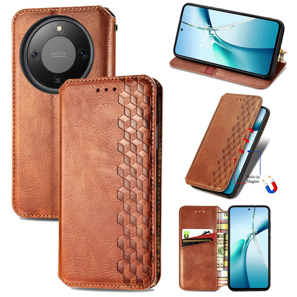 For Honor Magic8 Lite 5G/X9d 5G/X70 5G Case Rhombus Imprint PU Leather Wallet Phone Cover