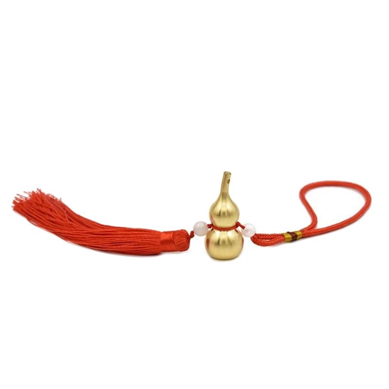 

Open Mouth Copper Gourd Pendant Lucky Tassels Charm Hanging Ornament Fengshuis Home Decors for Fortune and Good Luck
