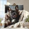 Cute French Bulldog Print Throw Blanket, Soft Warm Cozy Blanket for Bed Sofa Car Camping, Ideal Gift for Dog Lovers, 1PC