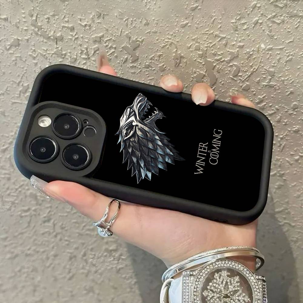 W-Winter Is C-Coming Phone Case For iPhone 17,16,15,14,13,12,11,Pro,Max,Plus,X,XS,SE4,E,Mini Black Thickened Border Case