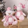 Realistic Christmas Plush Snowman Doll Sitting Christmas Pink Doll Decorations  Party Supplies