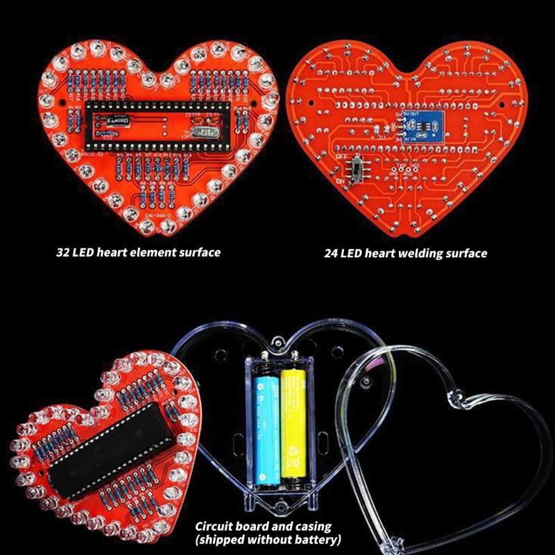 Beginner Friendly Soldering Practice Set With Heart PCB Flashing LED Lights And Detailed Assembly Guide For Welding