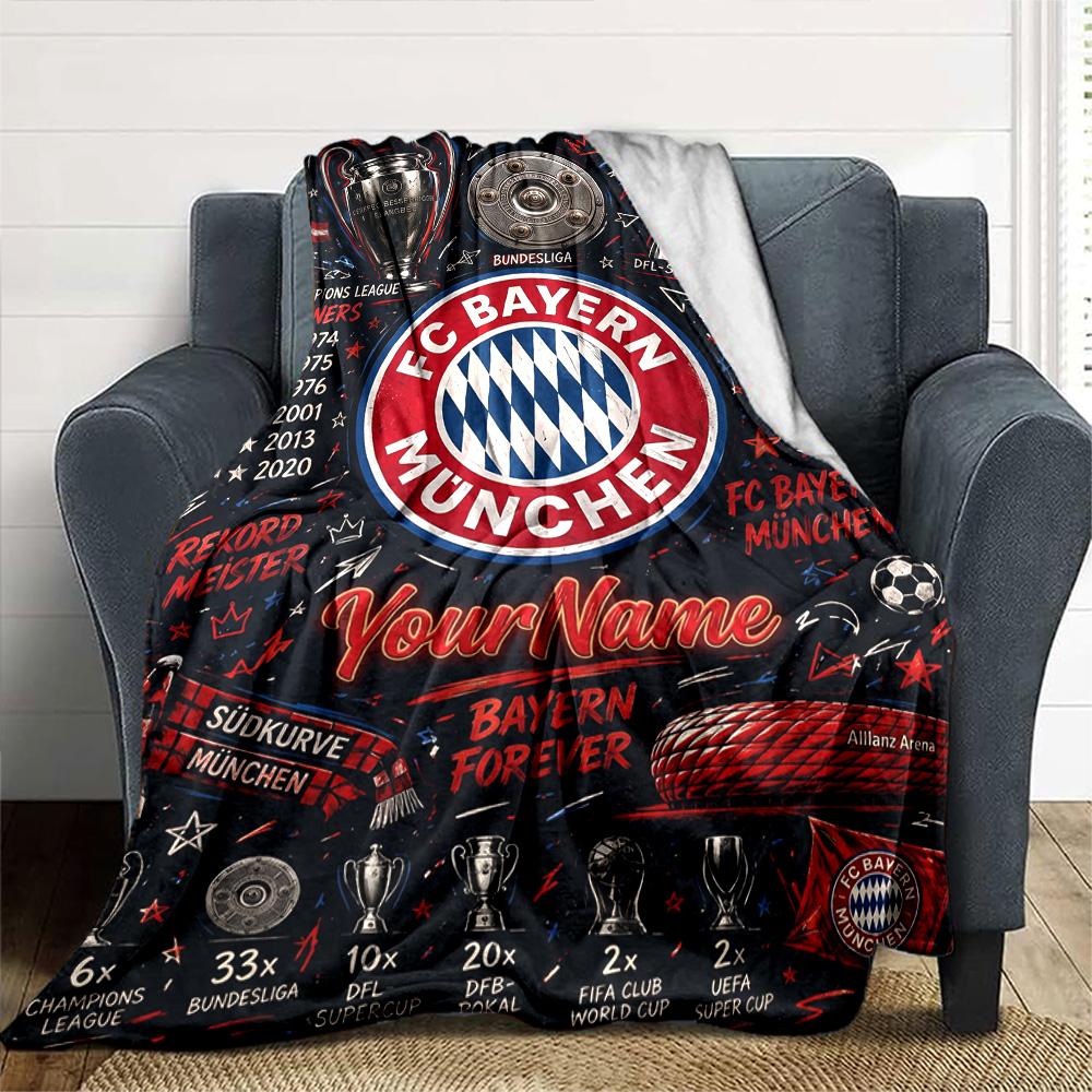 Bayern Munich Personalized Name Blanket Multi-purpose Personalized Blanket Soft & Cozy for Bedding Chair Office Living Room All-Season Use