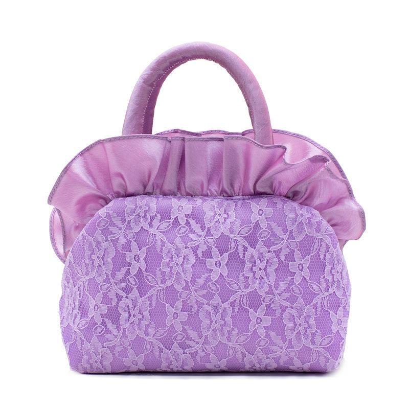 Women Summer Portable Cloth Bag Sweet Lace Flower Small Bag Zipper Mobile Phone Bag