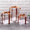 Exquisite Transparent Square Cake Box with Heightened Lid for Birthdays & Gifts - Fluid Bear Design