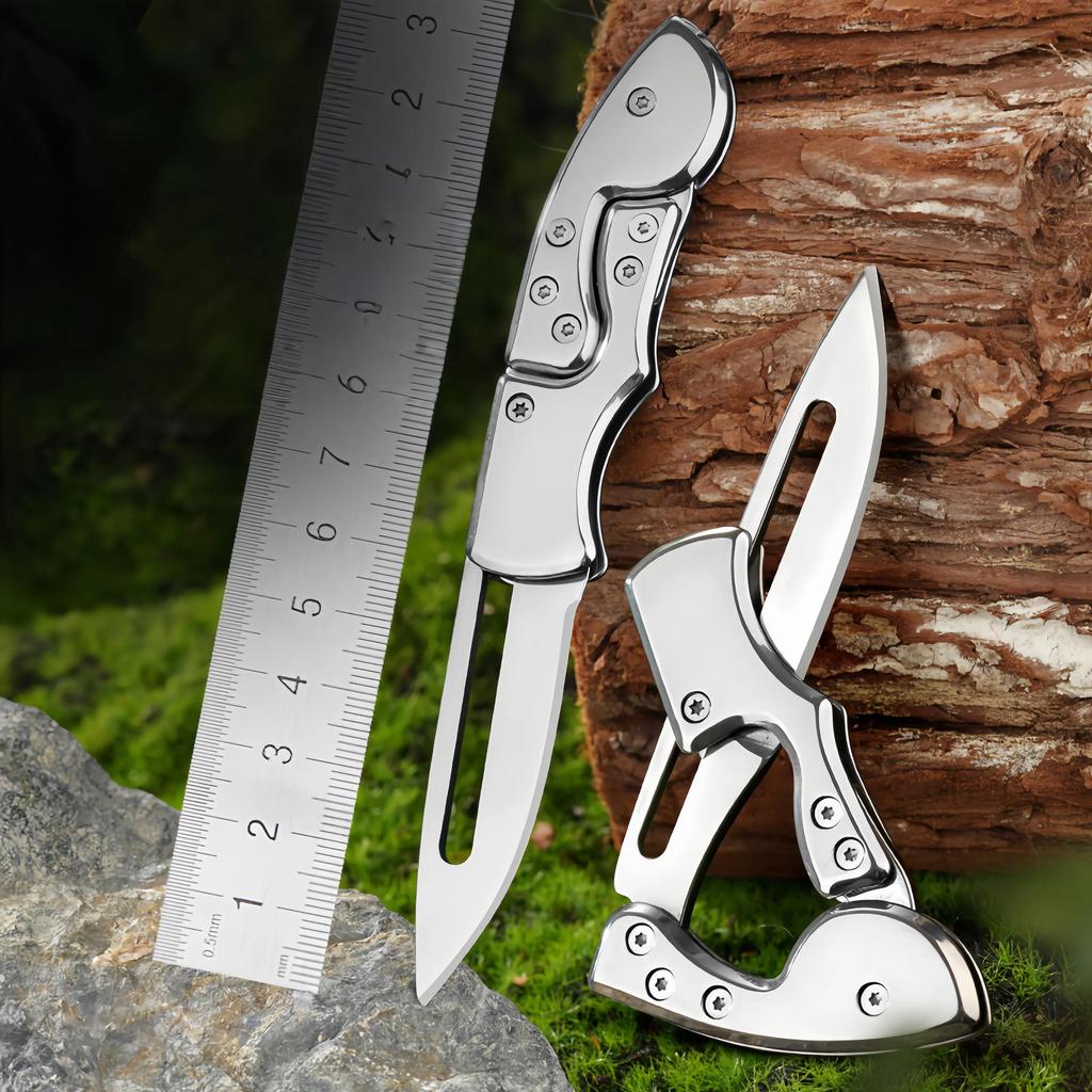 Outdoor Folding Knife Fruit Knife Stainless Steel Camping Knife Mini Mechanical Folding Knife Keychain Carrying Pocket Knife