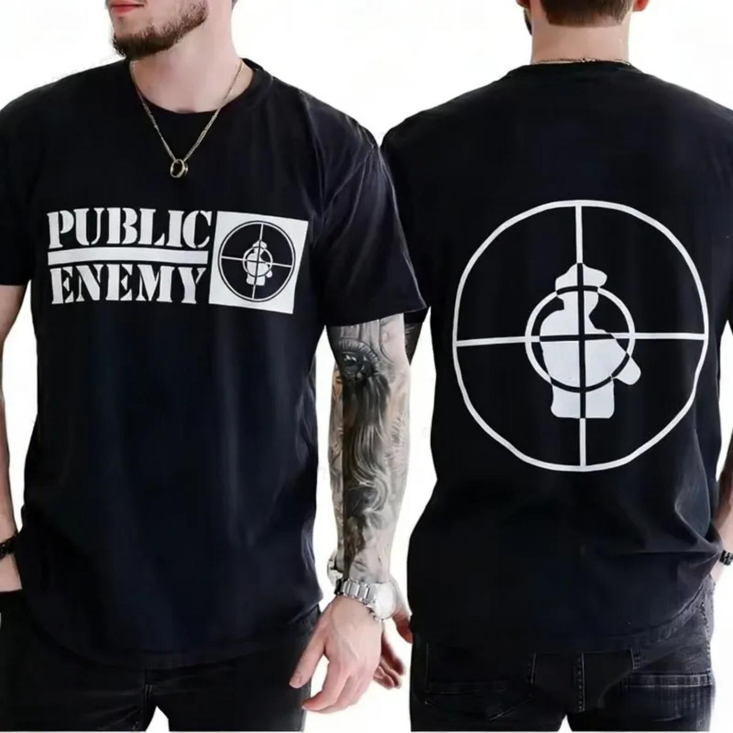 

Футболка Public Enemy Fight The Power Летняя Хлопковая Мужская Женская Топ Футболка С Коротким Рукавом Одежда Стритвир Свободный Повседневный Модный Y2k S чёрный