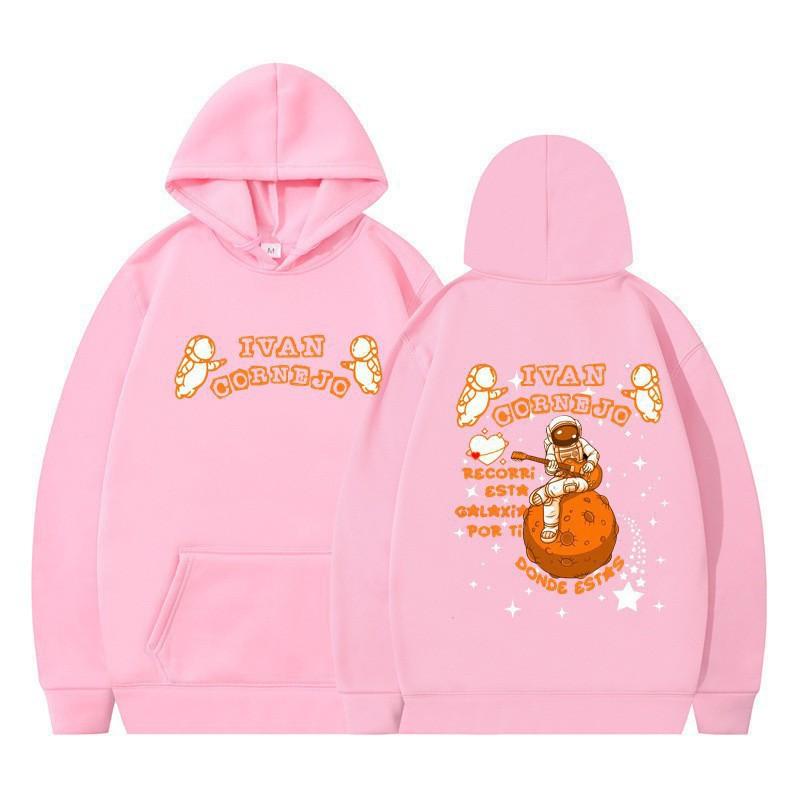 Unisex Hooded Sweatshirt With Astronaut Print Loose Fit Casual Sportswear Men Women Teens