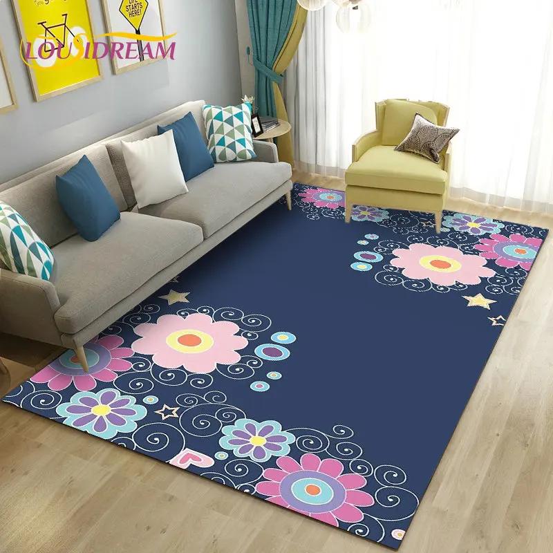 3D Mushroom Flower Plant Leaf Area Rug,Carpet Rug for Living Room Bedroom Sofa Doormat Decoration,Kitchen Non-slip Floor Mat