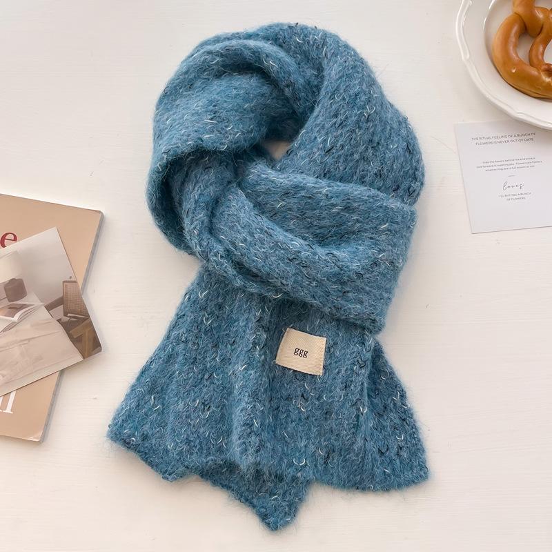 Wool Wool Scarf Women's Winter New High-end Sense Thickened Warm Knitted Scarf Couples Versatile