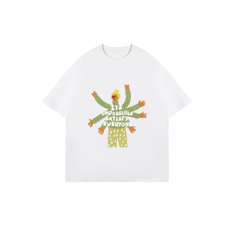Oversized T Shirt Black Cartoon Woman With Multiple Arms And Text Its Impossible To Satisfy Everyone Casual Wear For Women