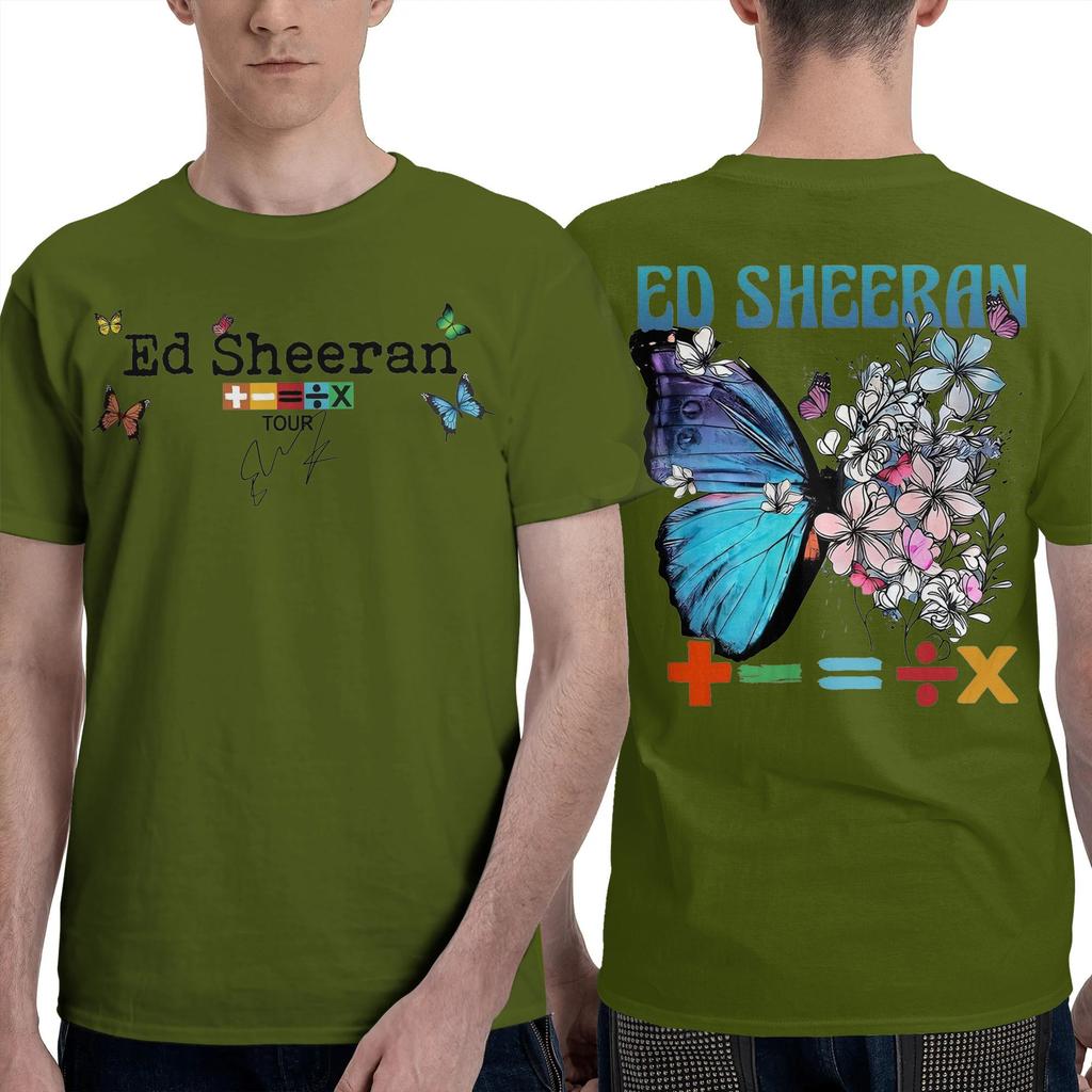 Unique Album Ed Butterfly Logo Sheeraned Tour Music Butterfly T Shirt Men Women's Cotton   Tees Shirt Classic Clothing