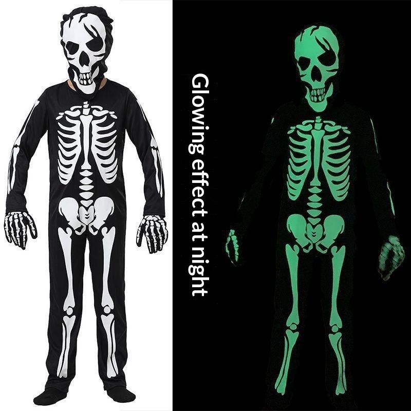 Kids Halloween Skeleton Costume For Boys And Girls Glow In The Dark Skeleton Jumpsuit Stage Performance Bodysuit Costumes