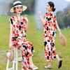 Cotton Silk Two Piece Set Womens Summer Outfit Loose Short Sleeve T-shirt and Pants Casual Trendy Plus Size