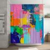 Colorful Brushstroke Pattern Shower Curtain for Bathroom Decor Pink, Blue, Green Yellow Design (180 x 180 cm)