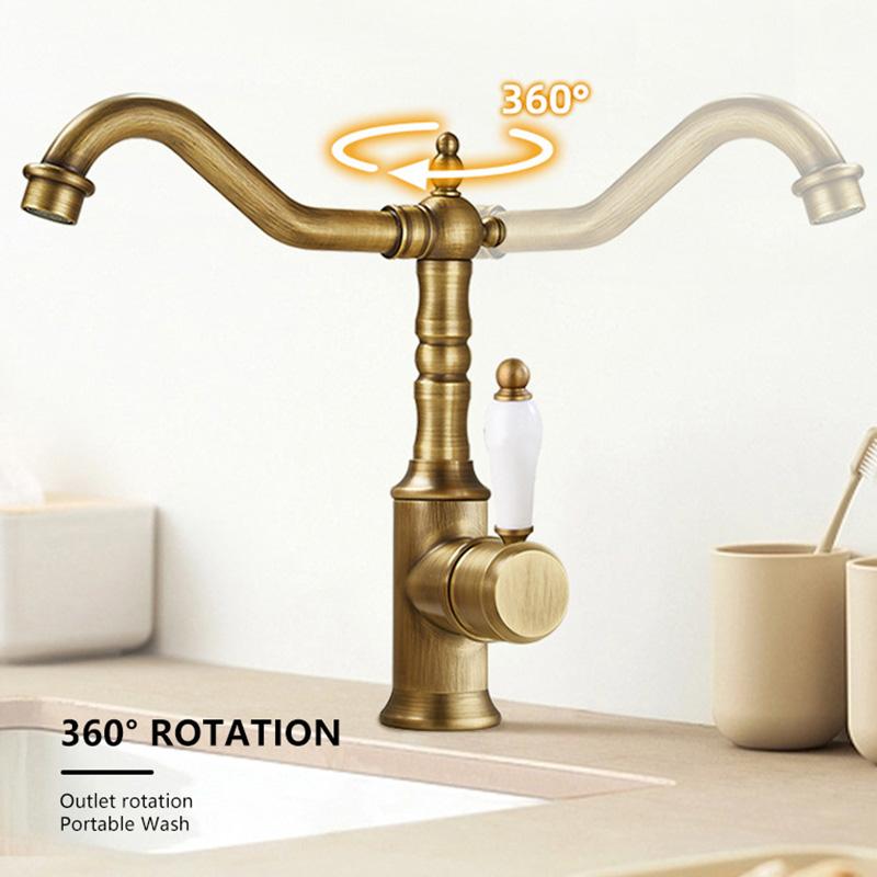 Bathroom basin faucet household washbasin sink hot and cold anti-splash faucet Antique brass color EL6118A